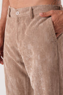 Relax Fit Beli Lastikli Kadife Pantolon