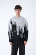 Şardonlu Bisiklet Yaka Degrade Desenli Kazak