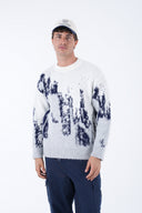 Şardonlu Bisiklet Yaka Degrade Desenli Kazak