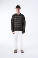 Şardonlu Çizgili Tüylü Triko Kazak