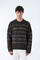 Şardonlu Çizgili Tüylü Triko Kazak