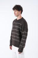 Şardonlu Çizgili Tüylü Triko Kazak