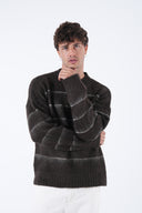 Şardonlu Çizgili Tüylü Triko Kazak