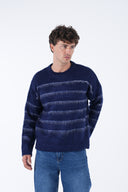 Şardonlu Çizgili Tüylü Triko Kazak