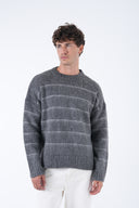 Şardonlu Çizgili Tüylü Triko Kazak