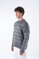 Şardonlu Çizgili Tüylü Triko Kazak