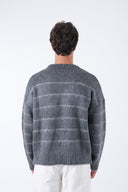 Şardonlu Çizgili Tüylü Triko Kazak