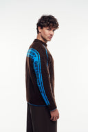 Şerit Detay Bisiklet Yaka Kazak