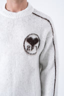 Şerit Detay Bisiklet Yaka Kazak