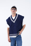 Şeritli V Yaka Süveter