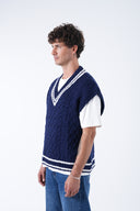 Şeritli V Yaka Süveter