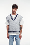 Şeritli V Yaka Süveter