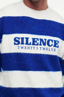 Yazı Baskılı Çizgili Triko Kazak