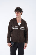 Yazı Baskılı Düğmeli Hırka