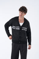 Yazı Baskılı Düğmeli Hırka