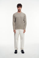 Yıkamalı Bisiklet Yaka Desenli Örgü Kazak