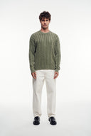 Yıkamalı Bisiklet Yaka Desenli Örgü Kazak