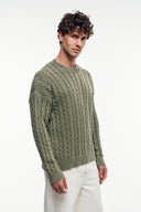 Yıkamalı Bisiklet Yaka Desenli Örgü Kazak