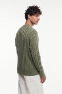 Yıkamalı Bisiklet Yaka Desenli Örgü Kazak