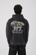 Yıkamalı Grafik Baskılı Kapüşonlu Sweatshirt