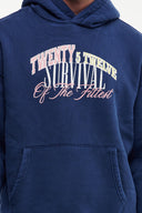 Yıkamalı Grafik Baskılı Kapüşonlu Sweatshirt