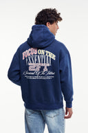 Yıkamalı Grafik Baskılı Kapüşonlu Sweatshirt