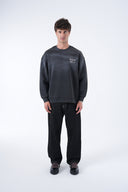 Yıkamalı Oversize Yazı Baskı Sweatshirt