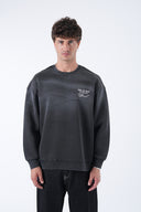 Yıkamalı Oversize Yazı Baskı Sweatshirt