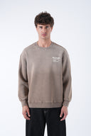 Yıkamalı Oversize Yazı Baskı Sweatshirt