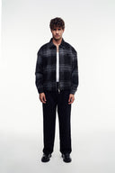 Yün Karışımlı Ekose Kaşe Mont