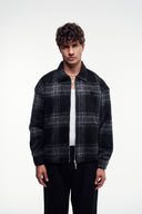 Yün Karışımlı Ekose Kaşe Mont