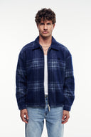 Yün Karışımlı Ekose Kaşe Mont