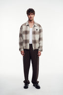 Yün Karışımlı Ekose Kaşe Mont