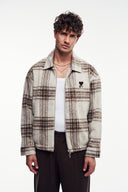 Yün Karışımlı Ekose Kaşe Mont