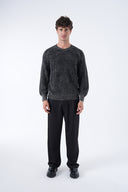 Yuvarlak Yaka Yıkamalı Örgü Kazak