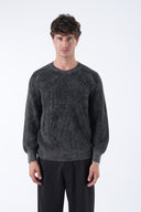 Yuvarlak Yaka Yıkamalı Örgü Kazak