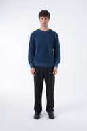 Yuvarlak Yaka Yıkamalı Örgü Kazak