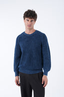 Yuvarlak Yaka Yıkamalı Örgü Kazak