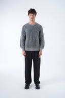 Yuvarlak Yaka Yıkamalı Örgü Kazak