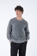 Yuvarlak Yaka Yıkamalı Örgü Kazak