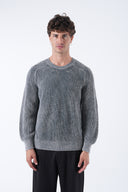 Yuvarlak Yaka Yıkamalı Örgü Kazak