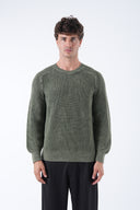 Yuvarlak Yaka Yıkamalı Örgü Kazak