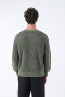 Yuvarlak Yaka Yıkamalı Örgü Kazak